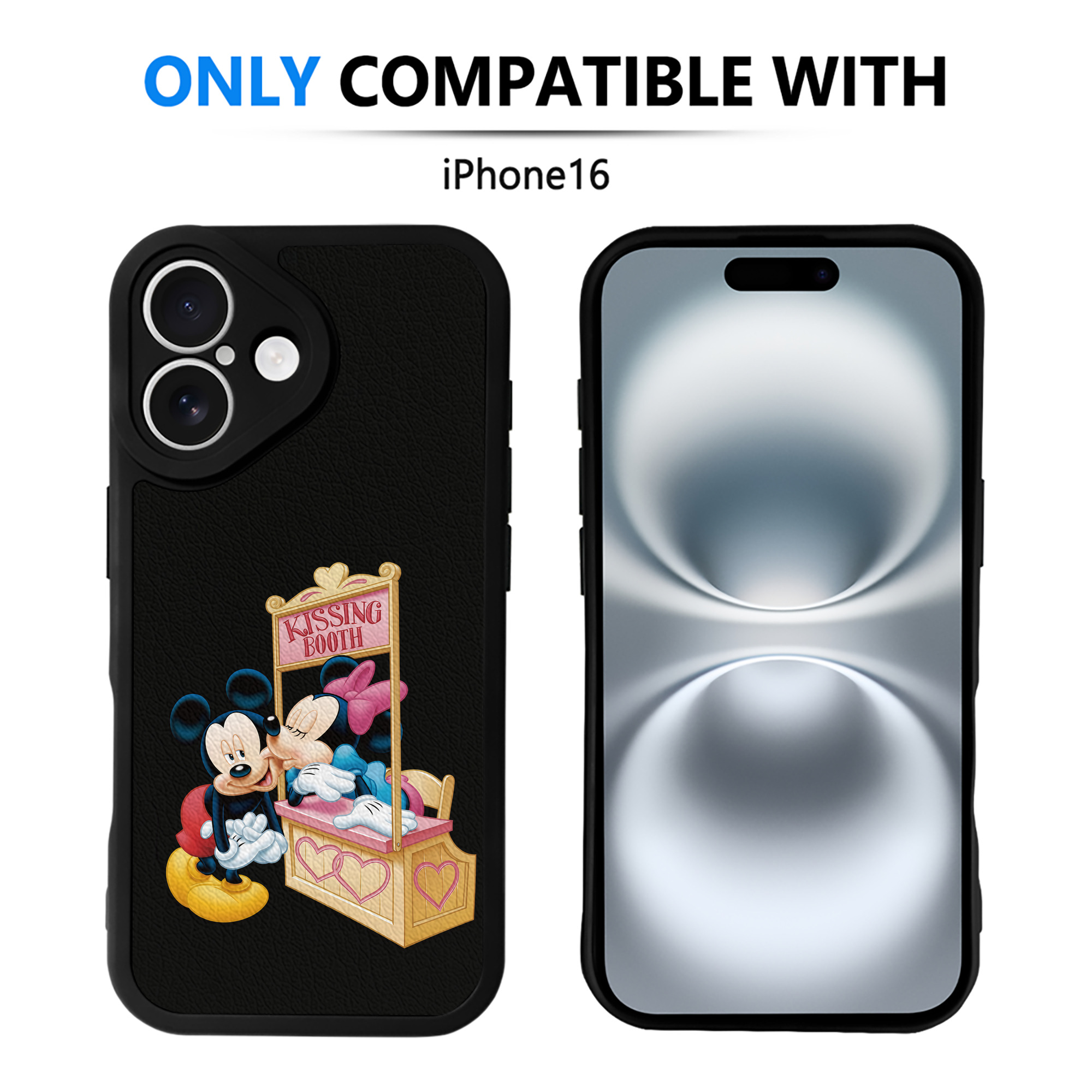 （画像用） ミッキーマウス Mickey Mouse 【iPhone 16シリーズ対応】シリコンスマホケース（レザー調） 材質：シリコン